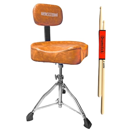 5 Core 5 Core Drum Throne with Backrest - Swivel Height Adjustable Guitar Stool - Comfortable Drummer Chair DS CH BR REST